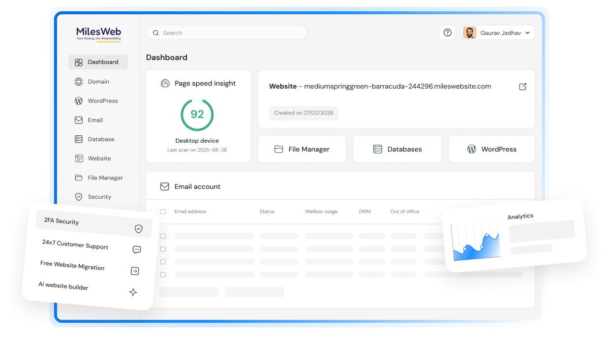Manage everything from one dashboard | MilesWeb UK