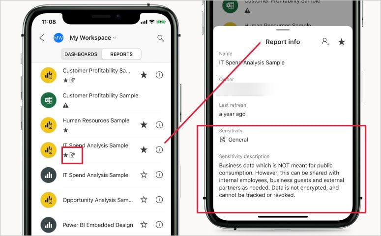 sensitivity labels in power bi mobile apps
