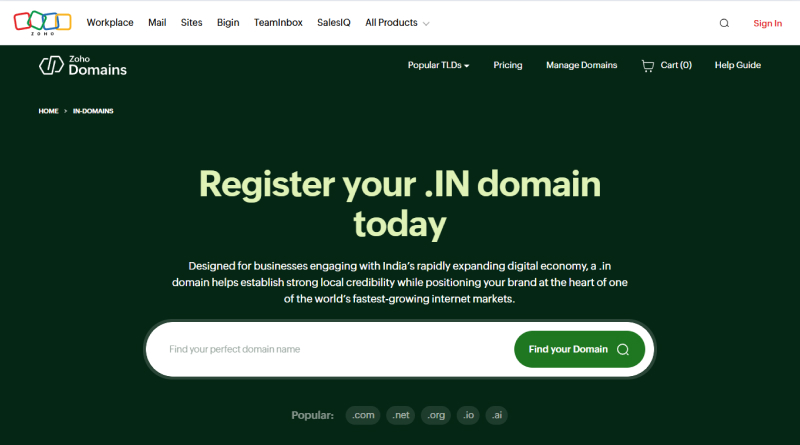 zoho-in-domain-registration-services