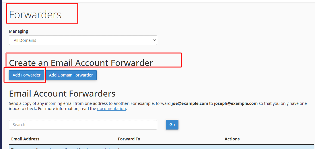 Create an Email Account Forwarder