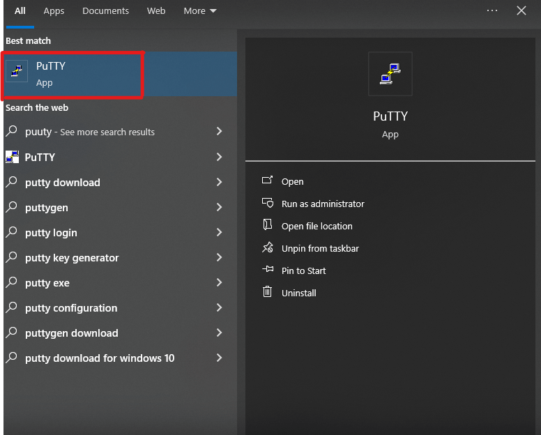 Open PuTTY