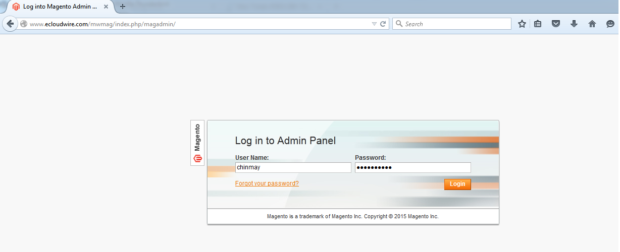 Log into Magento
