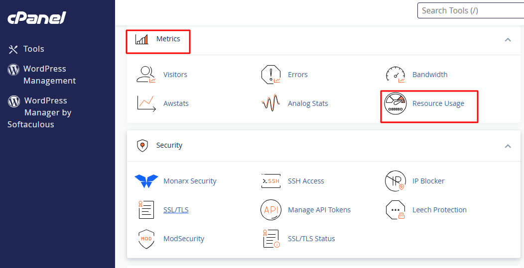 Metrics section