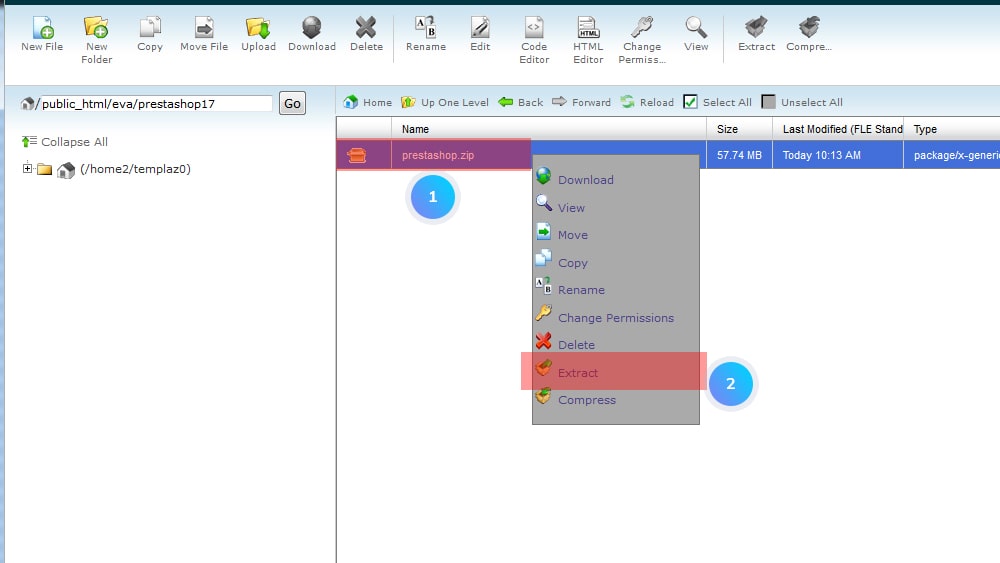 Upload PrestaShop