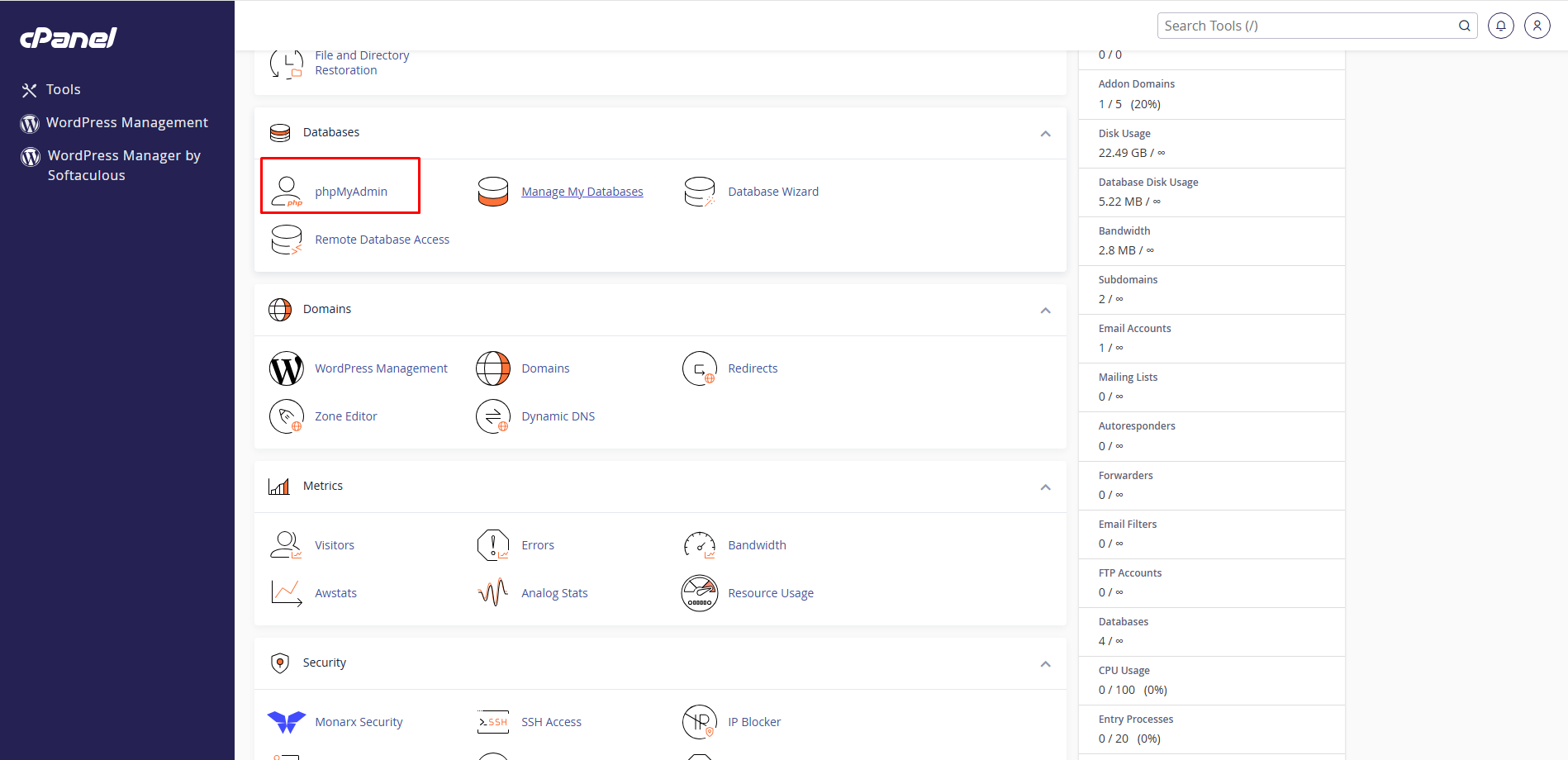 Accessing phpMyAdmin