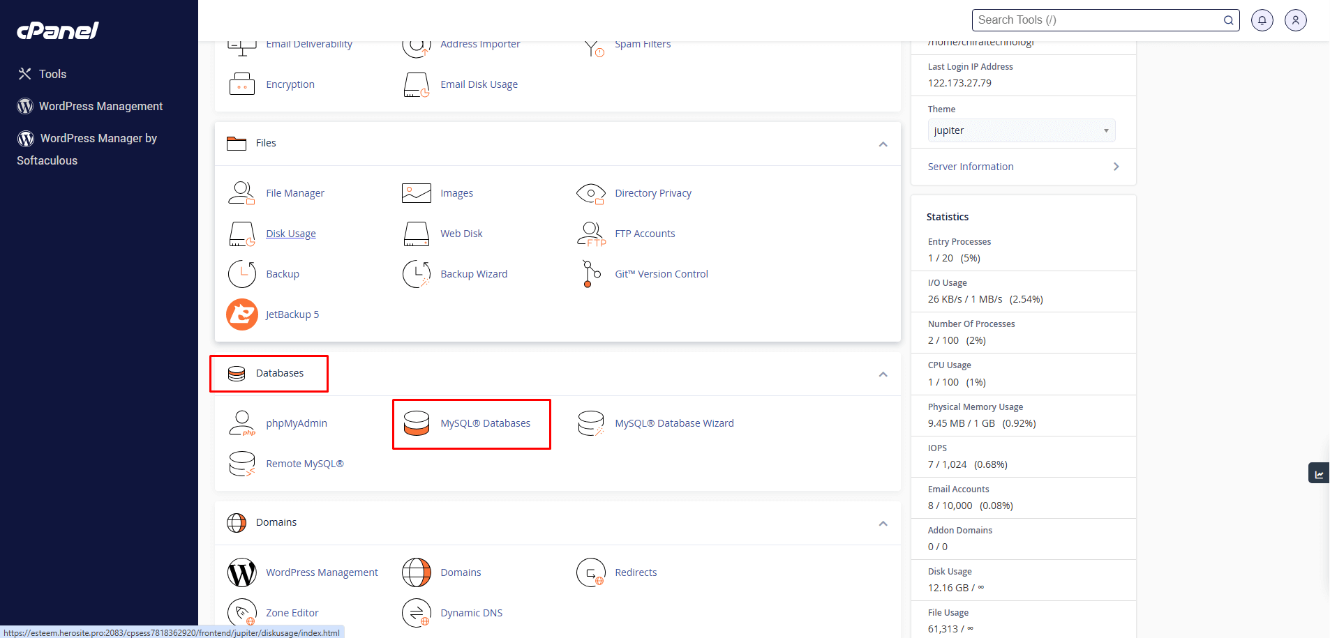 locate-the-databases-section