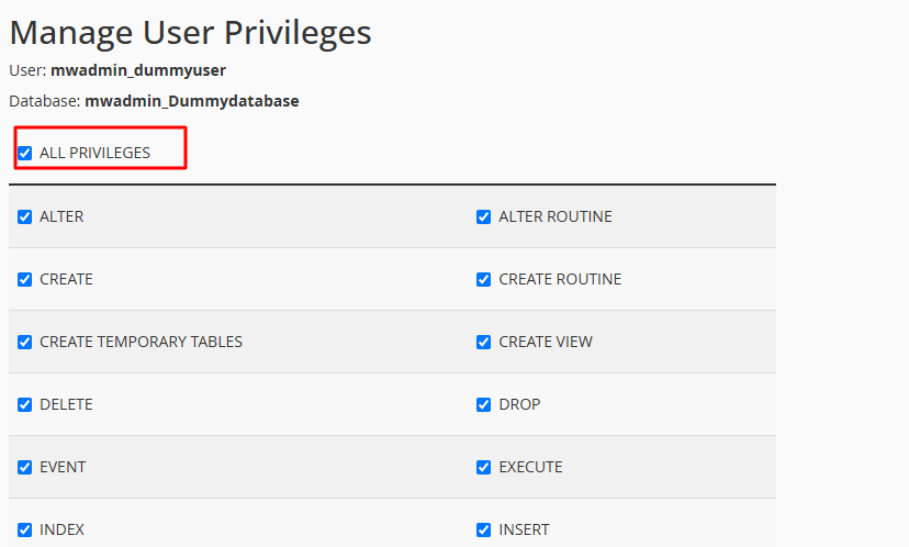 Append User Privileges