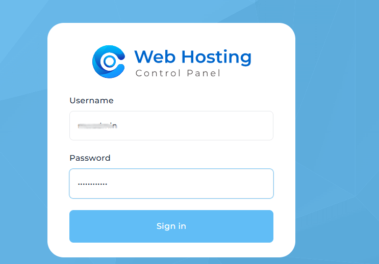 Log in to DirectAdmin account