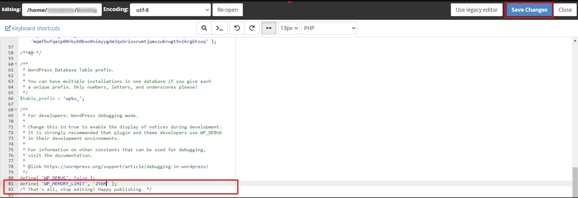 editing window