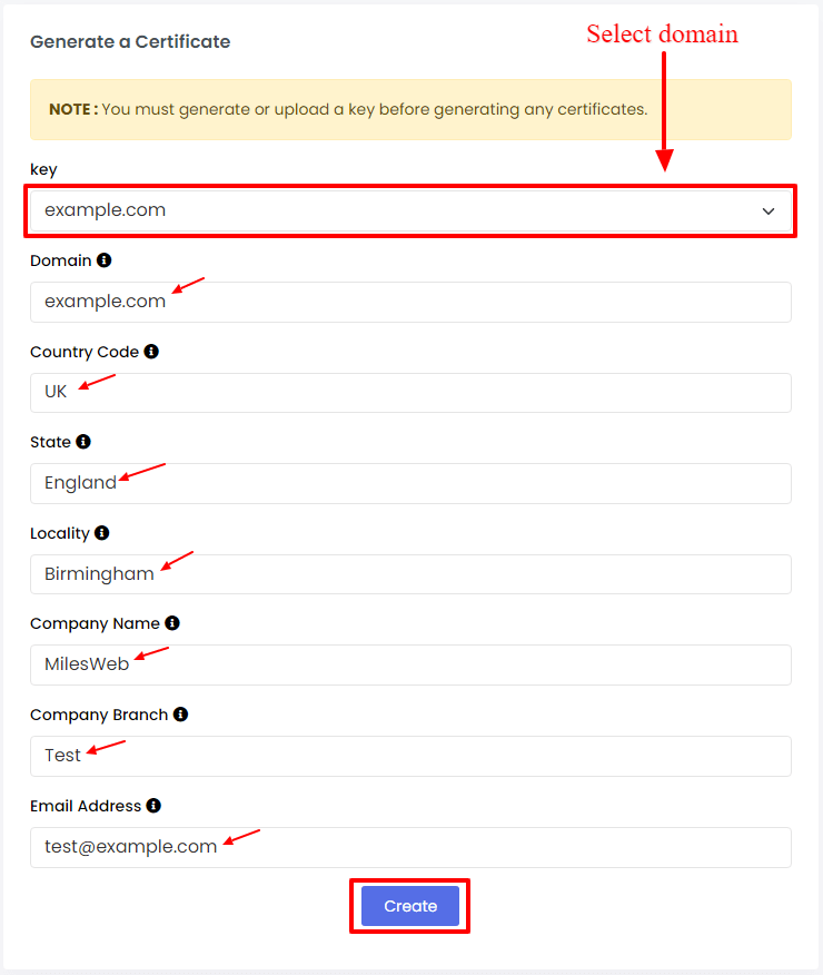 create/generate ssl certificate in webuzo