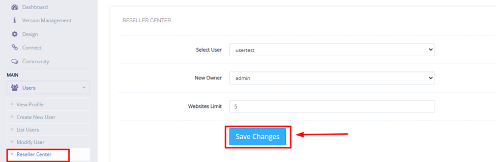 Websites Limit in Reseller Center