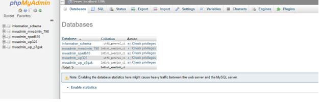 phpmyadmin interface
