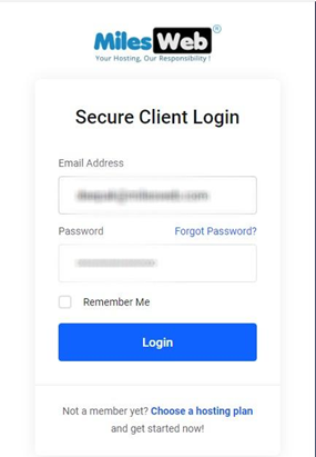milesweb client area