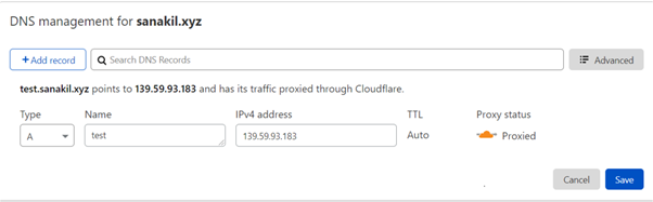 Creating DNS Record