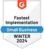 G2 Award Fastest Implementation for small business hosting